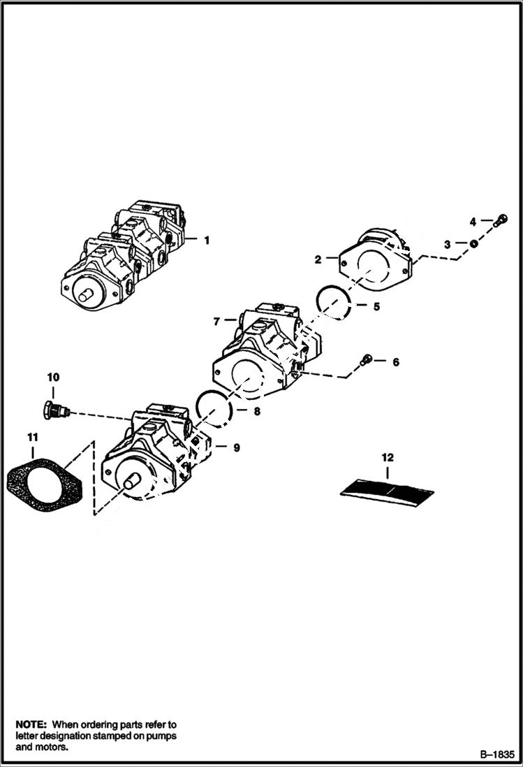 Схема запчастей Bobcat 800s - HYDROSTATIC PUMPS (RAF - Old) HYDROSTATIC SYSTEM