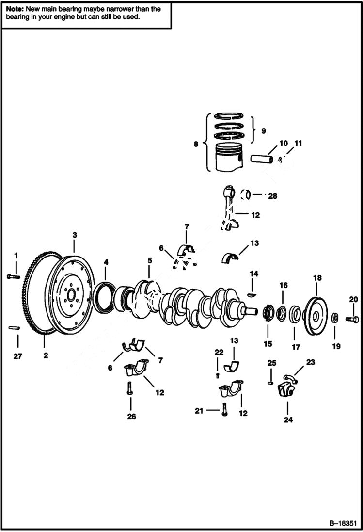 Схема запчастей Bobcat 600s - CRANKSHAFT & PISTON POWER UNIT