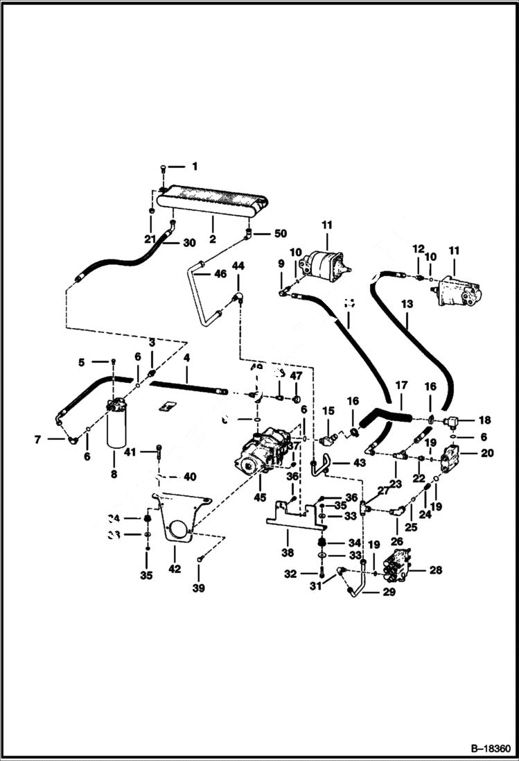 Схема запчастей Bobcat 600s - HYDROSTATIC CIRCUITRY (S/N 31104 & Above) HYDROSTATIC SYSTEM