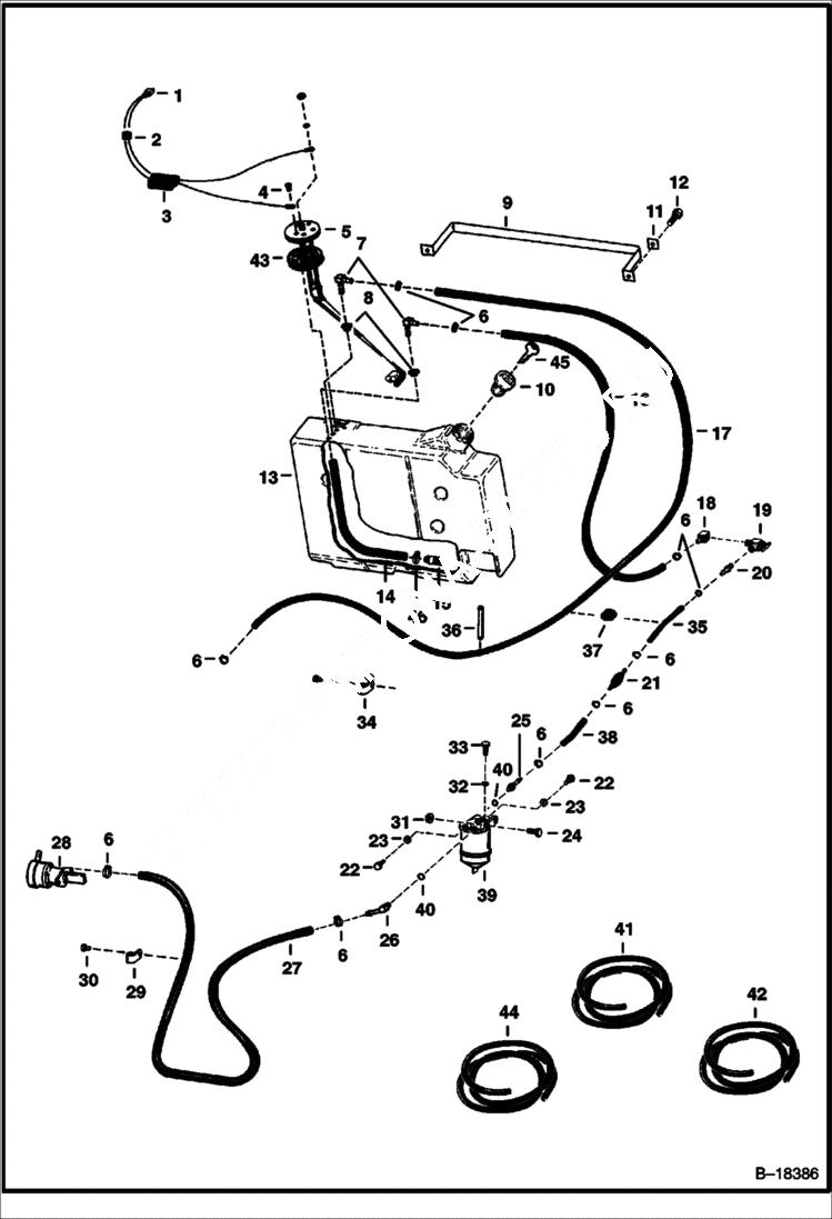 Схема запчастей Bobcat 700s - FUEL SYSTEM (S/N 16125 & Above) MAIN FRAME