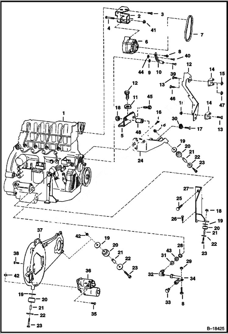 Схема запчастей Bobcat 800s - ENGINE & ATTACHING PARTS (Engine Mounts) POWER UNIT