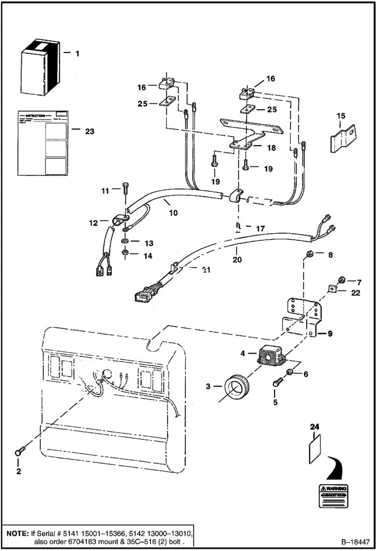 Схема запчастей Bobcat 800s - BACK-UP ALARM KIT (S/N 5141 15001-39999, 5142 13000-39999) ACCESSORIES & OPTIONS
