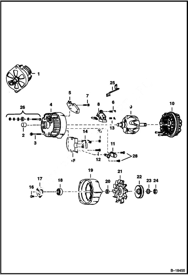 Схема запчастей Bobcat 600s - ALTERNATOR (Delco 1103133) (Open) ELECTRICAL SYSTEM