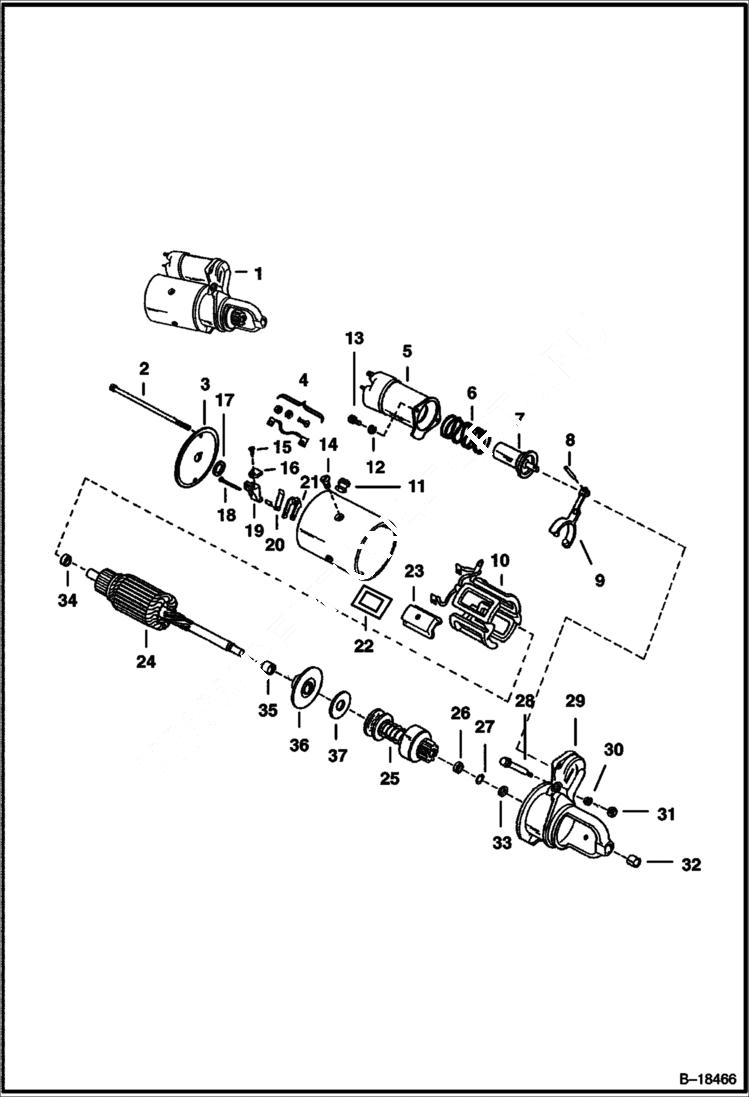 Схема запчастей Bobcat Articulated Loaders - STARTER ELECTRICAL SYSTEM