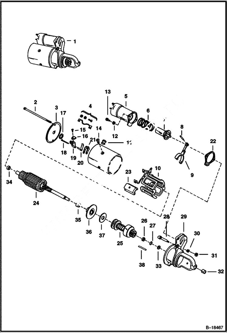 Схема запчастей Bobcat Articulated Loaders - STARTER (Delco 1113598) ELECTRICAL SYSTEM