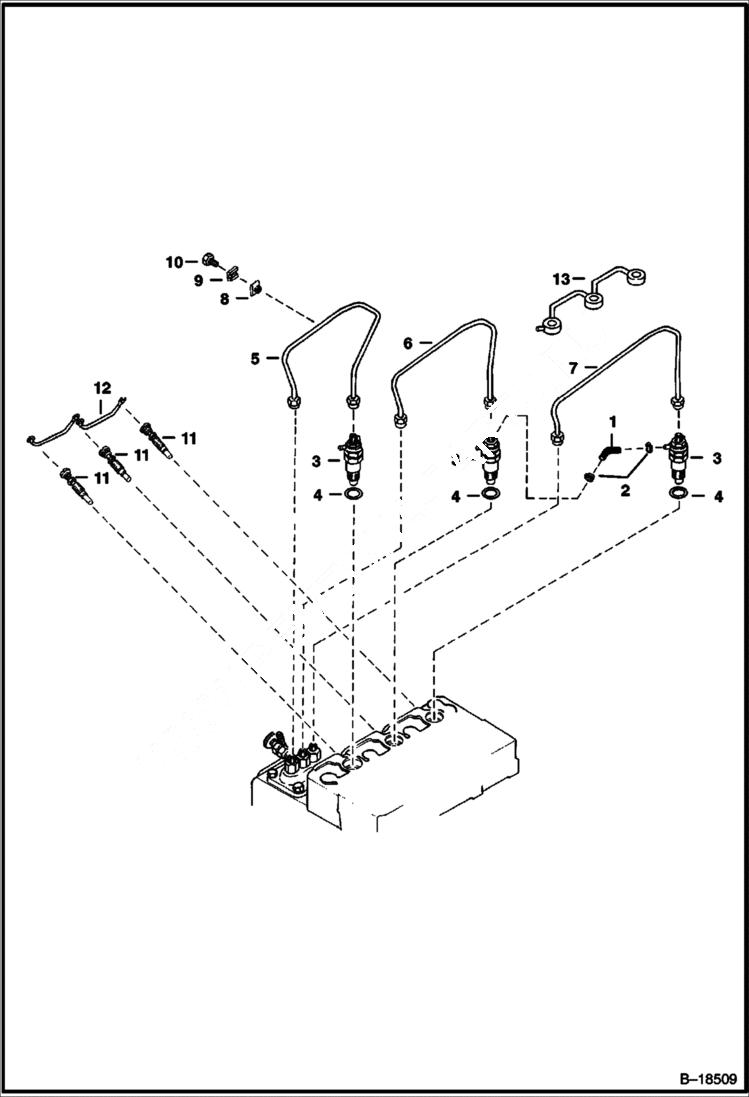 Схема запчастей Bobcat 600s - INJECTOR NOZZLES POWER UNIT