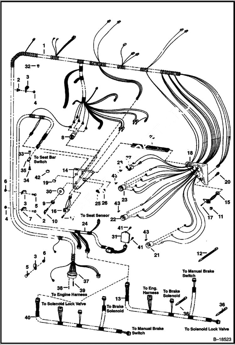 Схема запчастей Bobcat 800s - CAB ELECTRICAL CIRCUITRY (W/O B.O.S.S. Option) ELECTRICAL SYSTEM