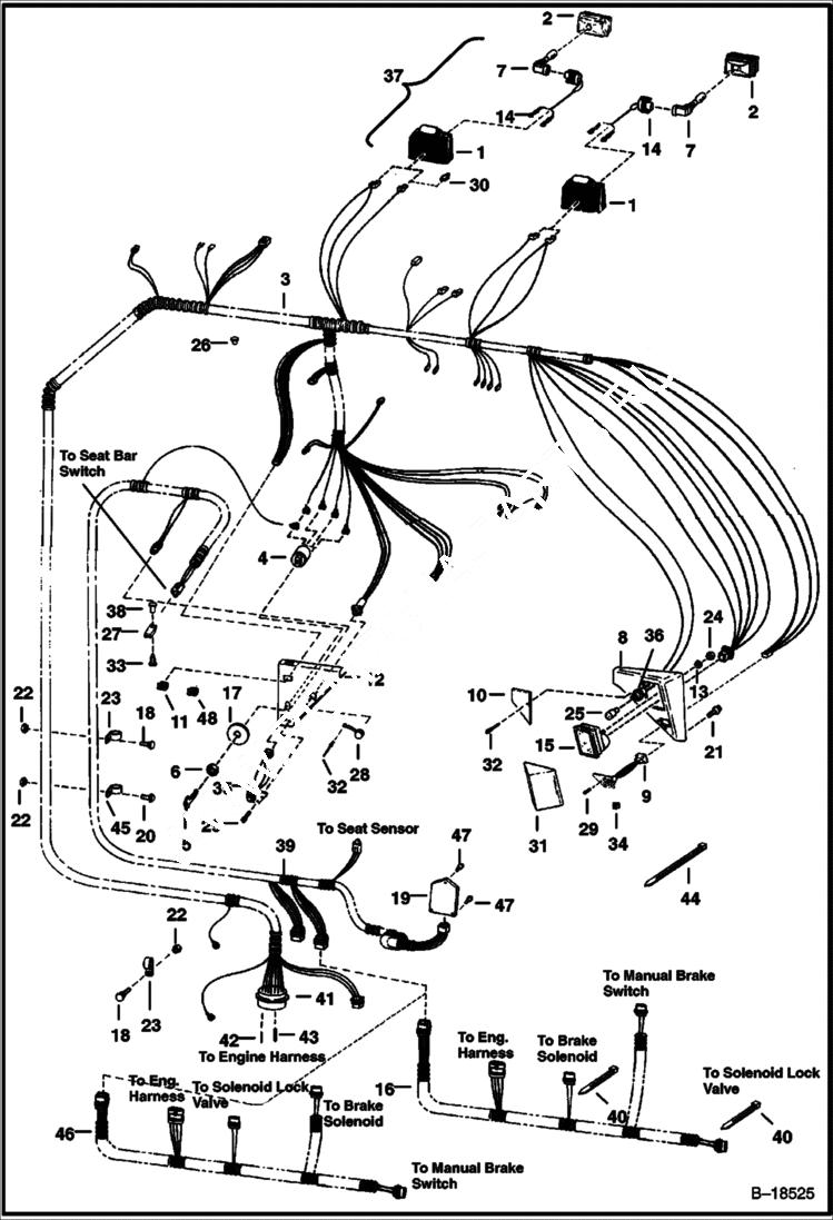 Схема запчастей Bobcat 800s - CAB ELECTRICAL CIRCUITRY (W/B.O.S.S. Option) ELECTRICAL SYSTEM