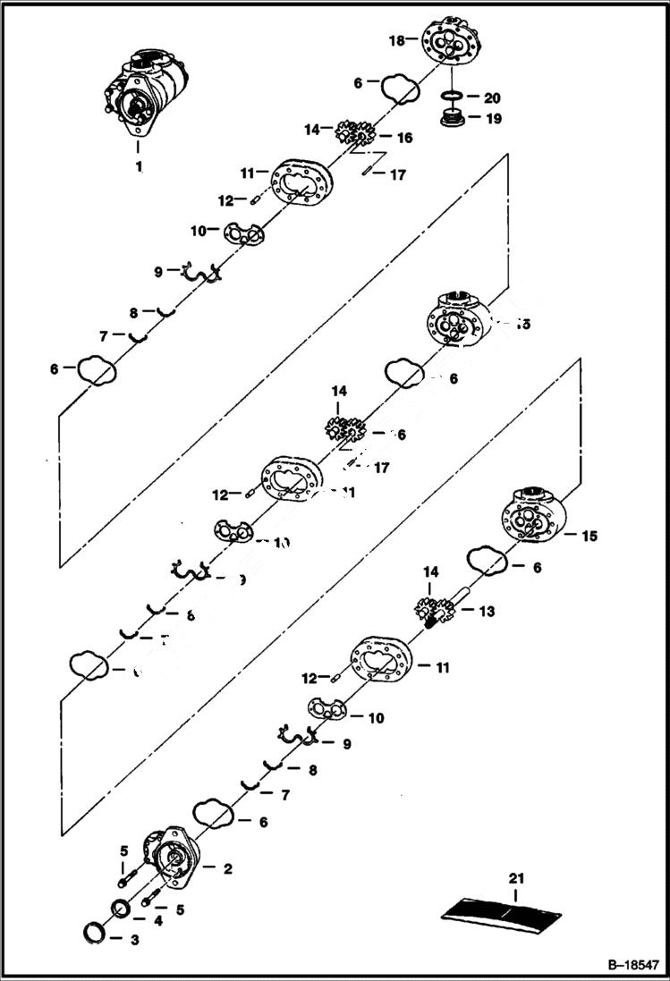 Схема запчастей Bobcat 225 - TRIPLE GEAR PUMP HYDRAULIC SYSTEM