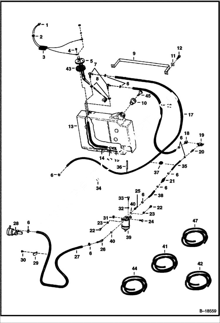 Схема запчастей Bobcat 600s - FUEL SYSTEM MAIN FRAME