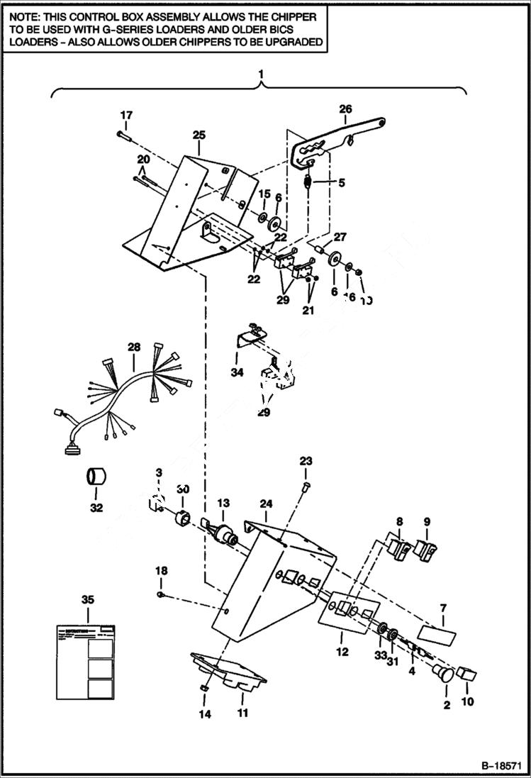 Схема запчастей Bobcat CHIPPER - 8A CHIPPER Control Box Assy - W/Controller - S/N 7395 00164 & Above Loader