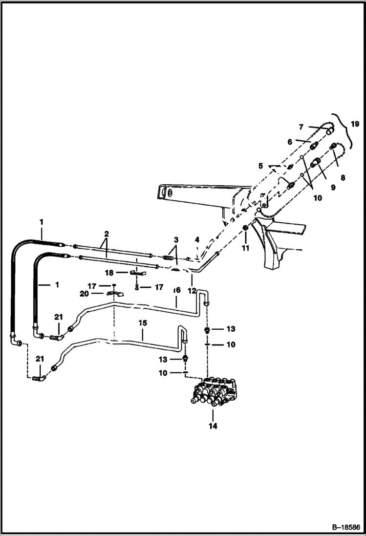 Схема запчастей Bobcat 800s - HIGH HORSEPOWER HYDRAULICS Auxiliary Hydraulics (S/N 50450 & Above) ACCESSORIES & OPTIONS