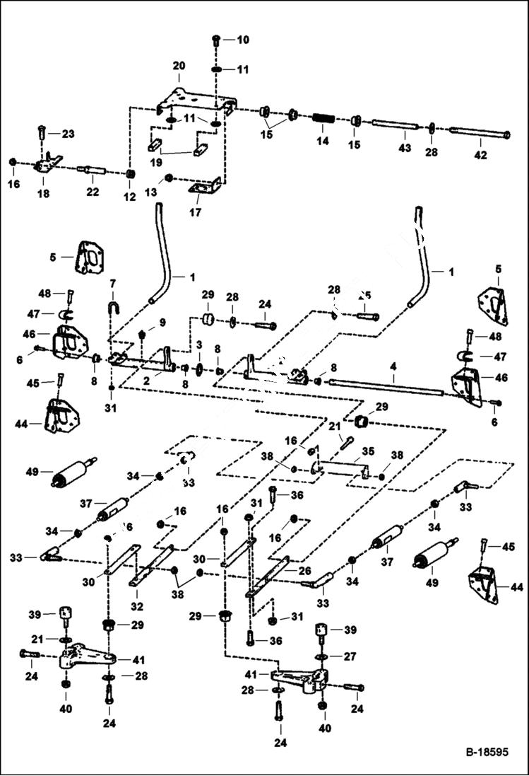 Схема запчастей Bobcat 800s - HAND CONTROLS (S/N 5144 25001, 5145 25001, 5146 25001 & Above) (M44 Pump) HYDROSTATIC SYSTEM