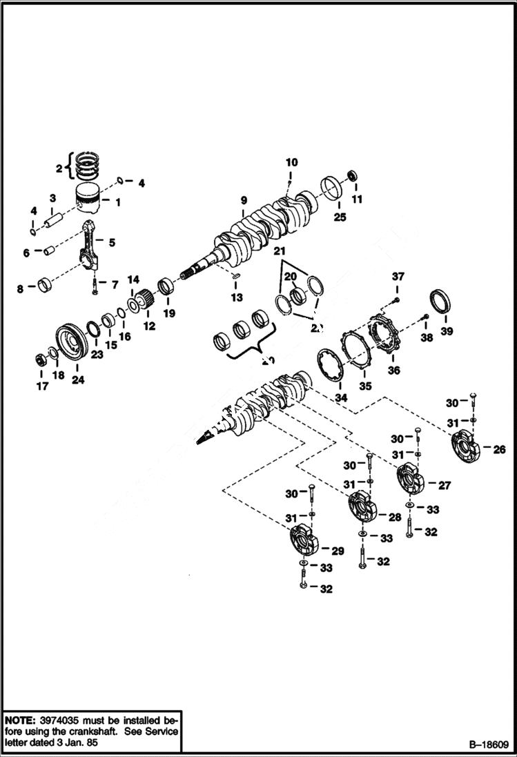 Схема запчастей Bobcat Articulated Loaders - PISTON & CRANKSHAFT POWER UNIT