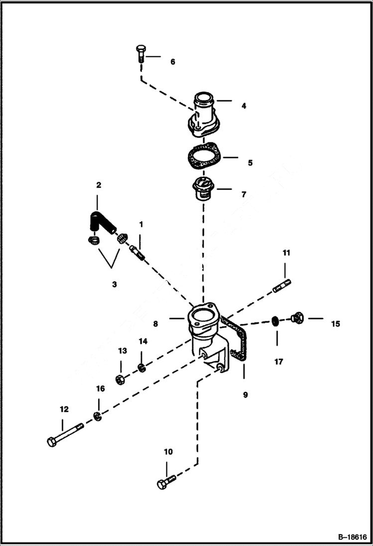 Схема запчастей Bobcat 700s - WATER FLANGE & THERMOSTAT POWER UNIT