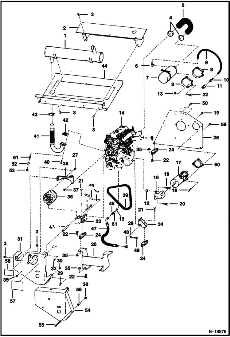 Схема запчастей Bobcat 800s - ENGINE & ATTACHING PARTS POWER UNIT
