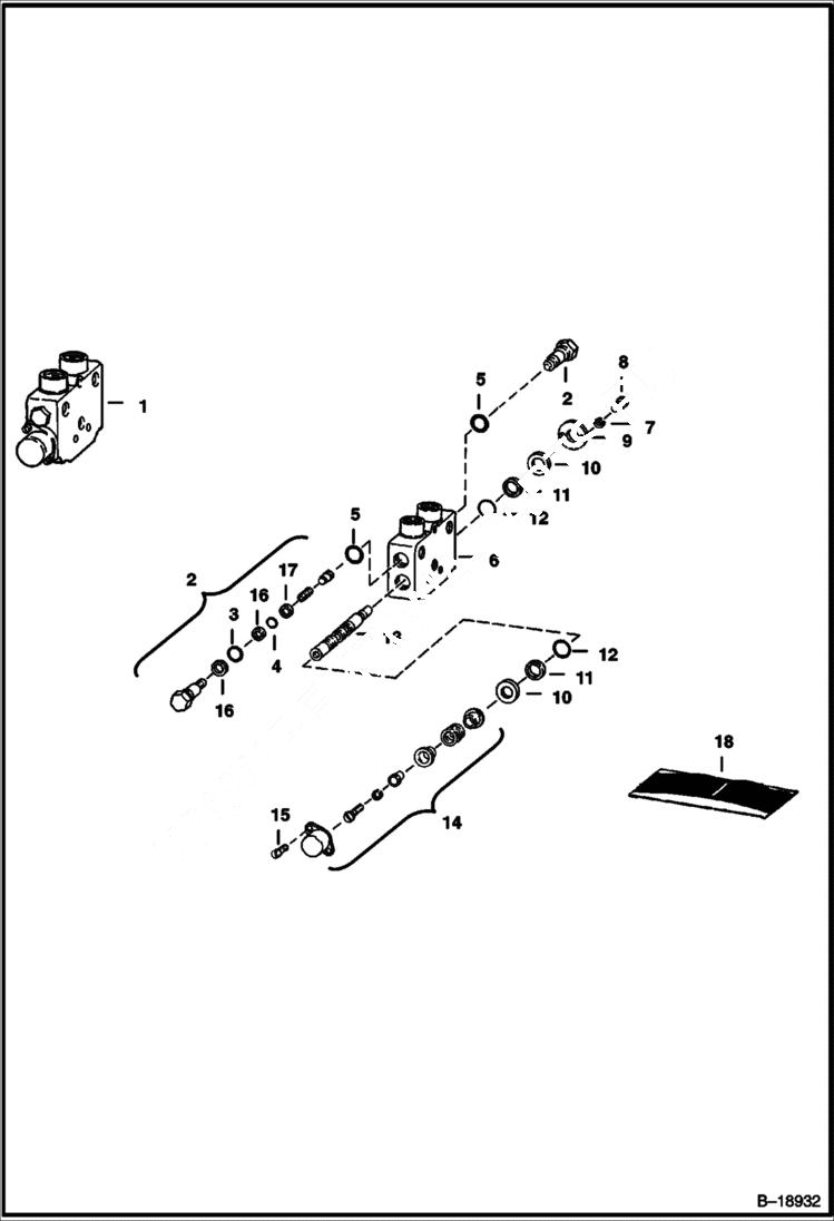 Схема запчастей Bobcat 700s - TILT CONTROL SECTION (Gresen CS) (S/N 14999 & Below) HYDRAULIC SYSTEM
