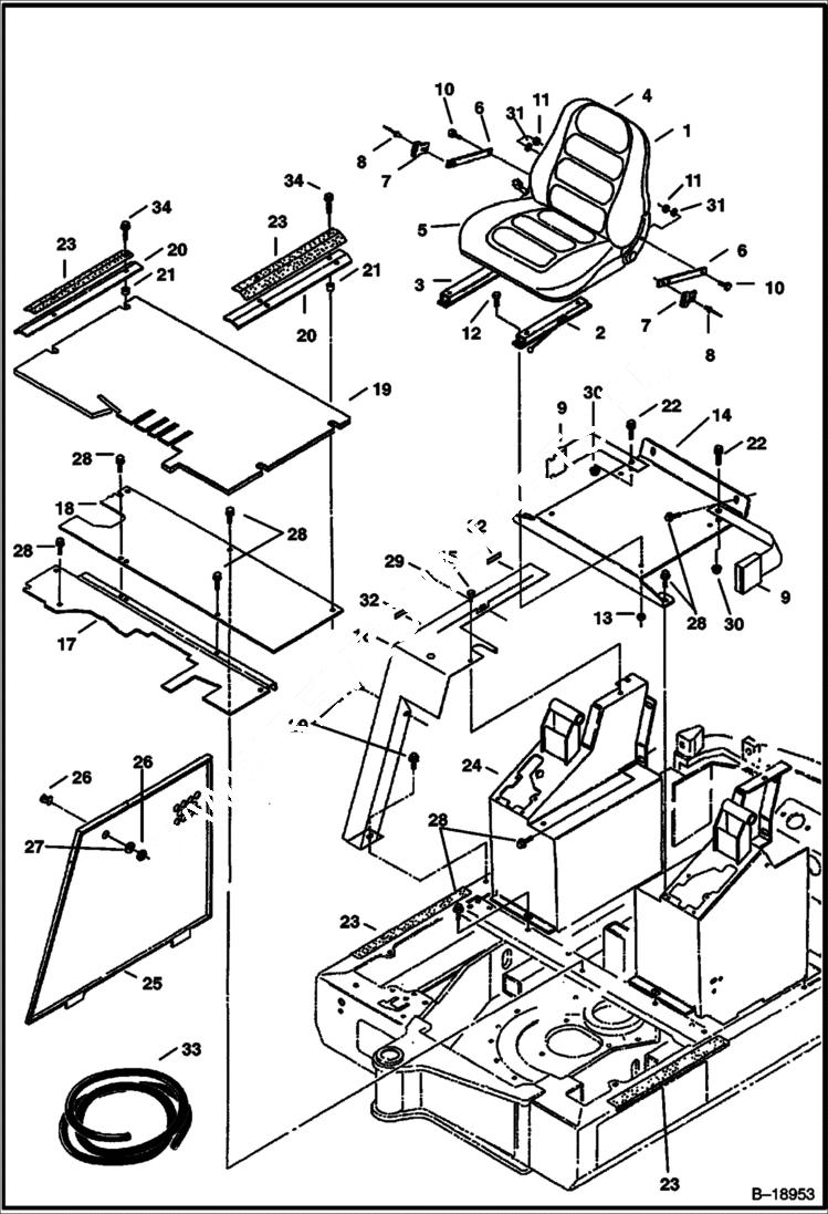 Схема запчастей Bobcat 320 - CONTROL CONSOLE (Seat, Mounting & Floorboards) (S/N 511721412 & Above) CONTROLS