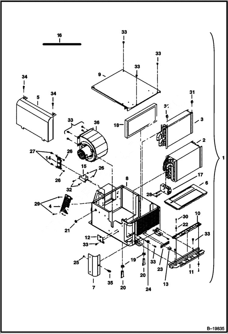 Схема запчастей Bobcat 331 - HEATER/AIR CONDITIONING (S/N 232513960, 232711647, 232612934 & Above) ACCESSORIES & OPTIONS