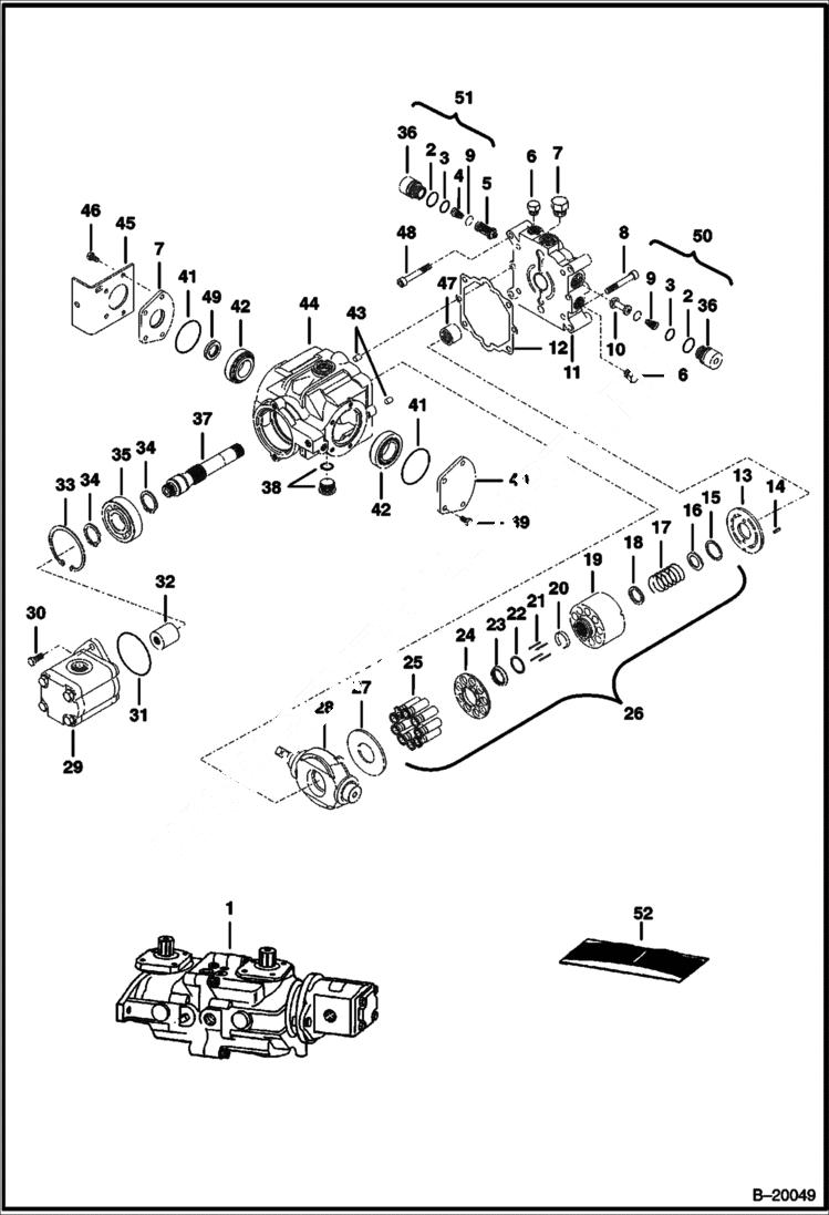 Схема запчастей Bobcat 600s - HYDROSTATIC PUMP 4355035, 4355064, 4355032 & 4355063 HYDROSTATIC SYSTEM