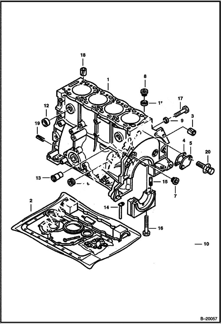 Схема запчастей Bobcat 700s - CYLINDER BLOCK POWER UNIT