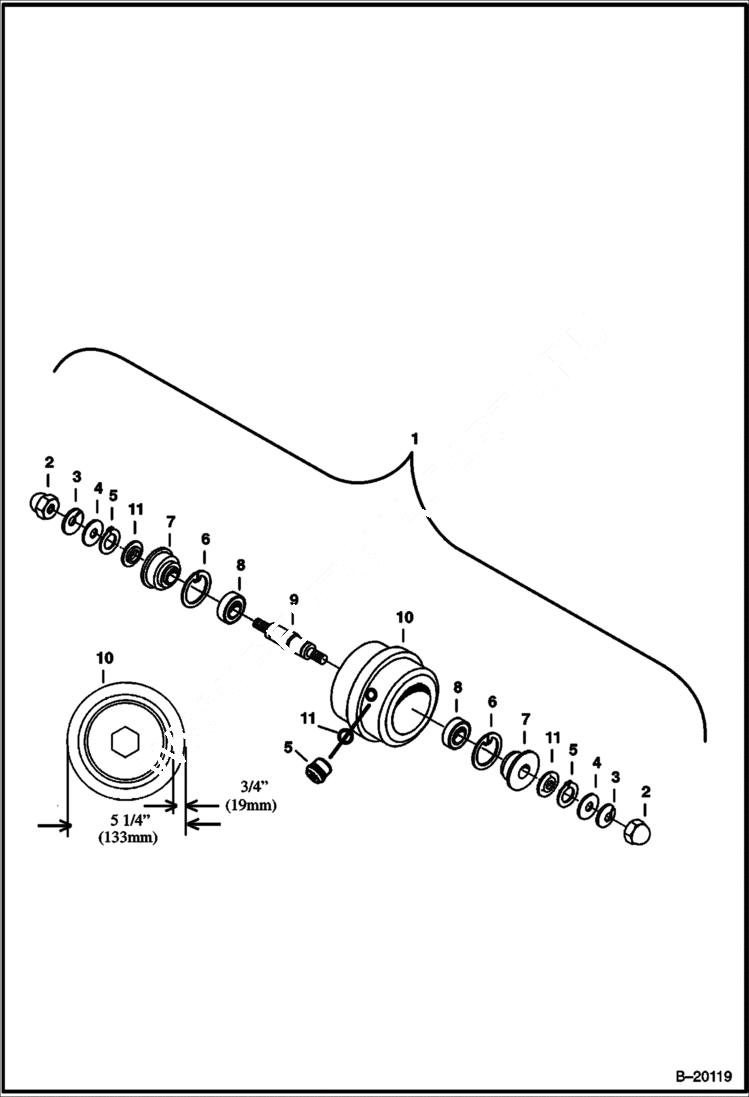 Схема запчастей Bobcat 325 - TRACK ROLLER (Rubber) UNDERCARRIAGE