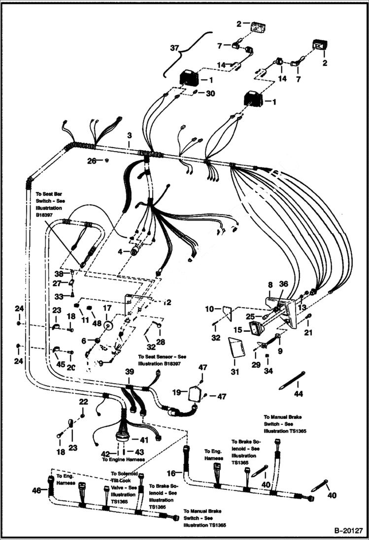 Схема запчастей Bobcat 800s - CAB ELECTRICAL CIRCUITRY (W/B.O.S.S. Option) ELECTRICAL SYSTEM