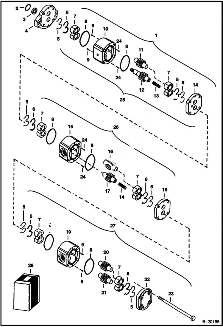 Схема запчастей Bobcat 320 - GEAR PUMP (Barnes) HYDRAULIC SYSTEM
