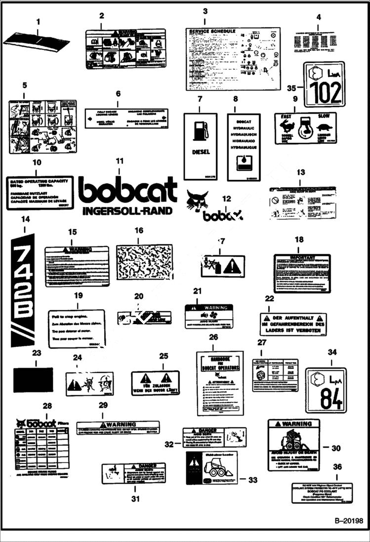 Схема запчастей Bobcat 700s - DECALS ACCESSORIES & OPTIONS