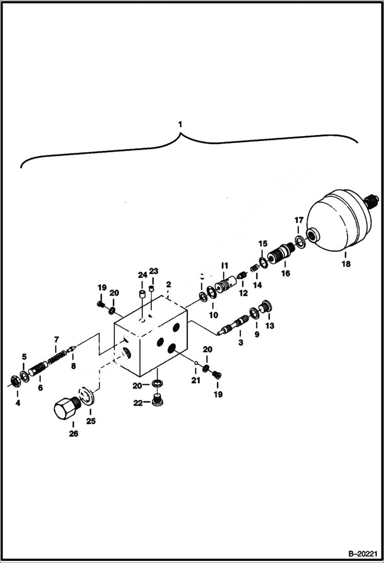 Схема запчастей Bobcat 331 - ACCUMULATOR VALVE HYDRAULIC SYSTEM