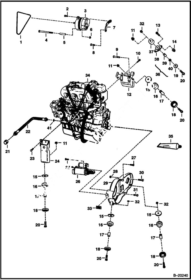 Схема запчастей Bobcat 800s - ENGINE & ATTACHING PARTS (Engine Mounts) POWER UNIT
