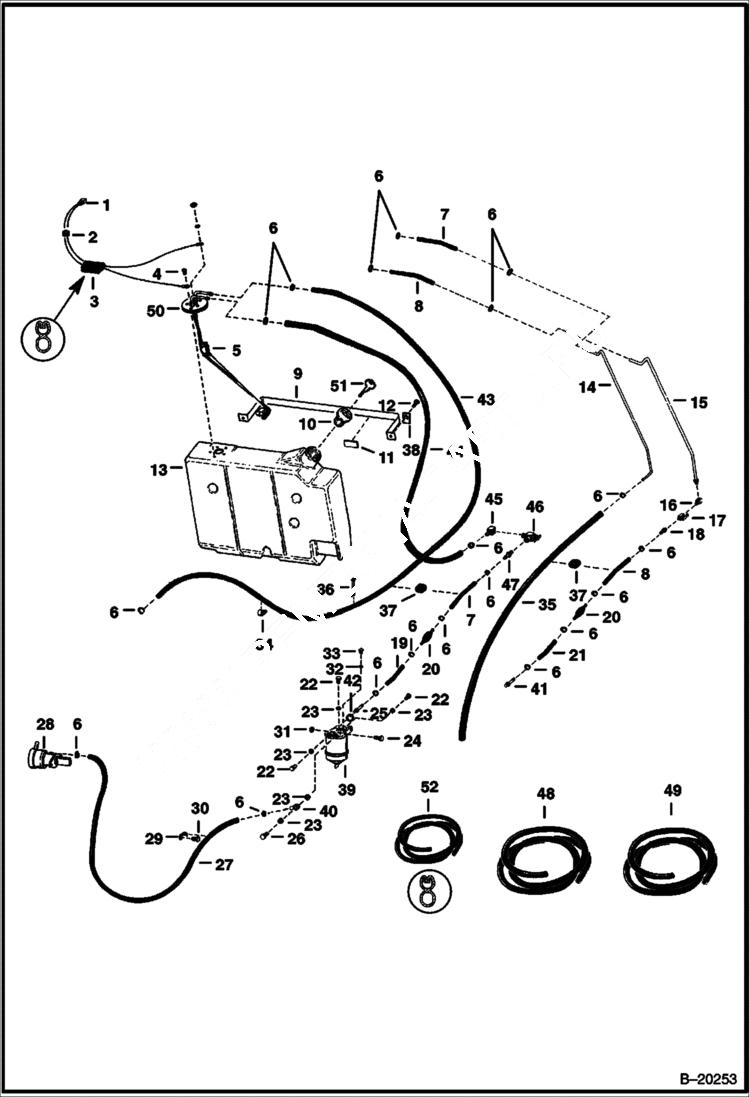 Схема запчастей Bobcat 700s - FUEL SYSTEM (S/N 16124 & Below) MAIN FRAME