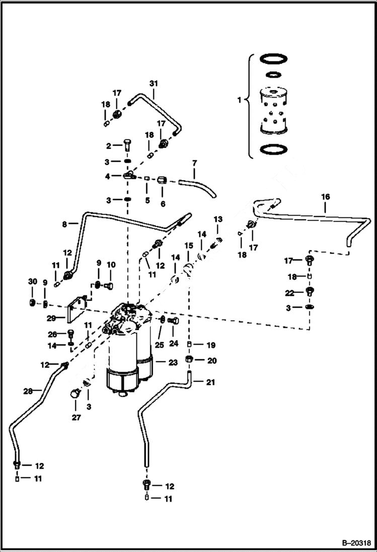 Схема запчастей Bobcat 900s - TWIN FILTER (Engine Spec. LD 22557) POWER UNIT