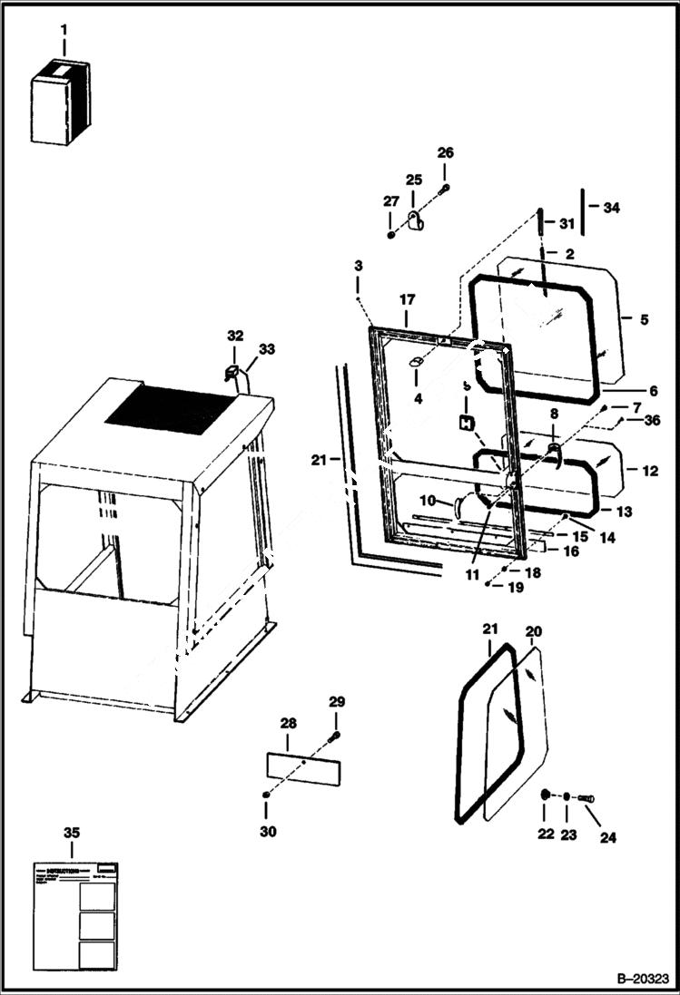 Схема запчастей Bobcat 900s - CAB ENCLOSURE (S/N 12881 Thru ) ACCESSORIES & OPTIONS