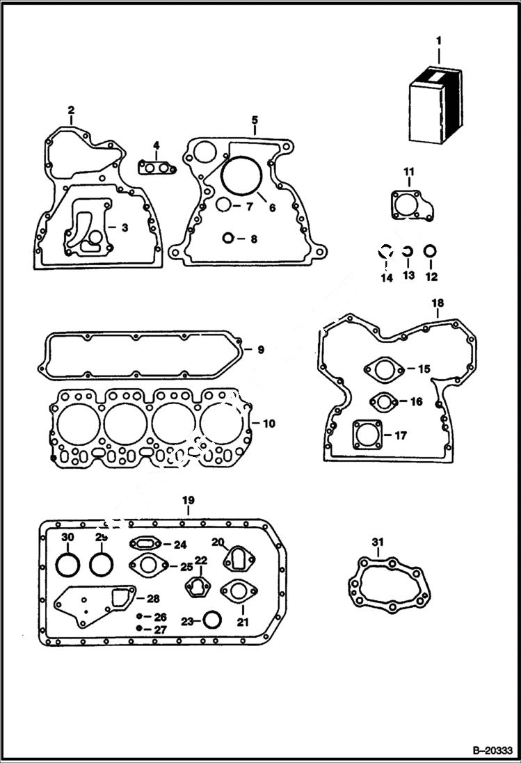 Схема запчастей Bobcat 900s - GASKET KITS (Overhaul) POWER UNIT