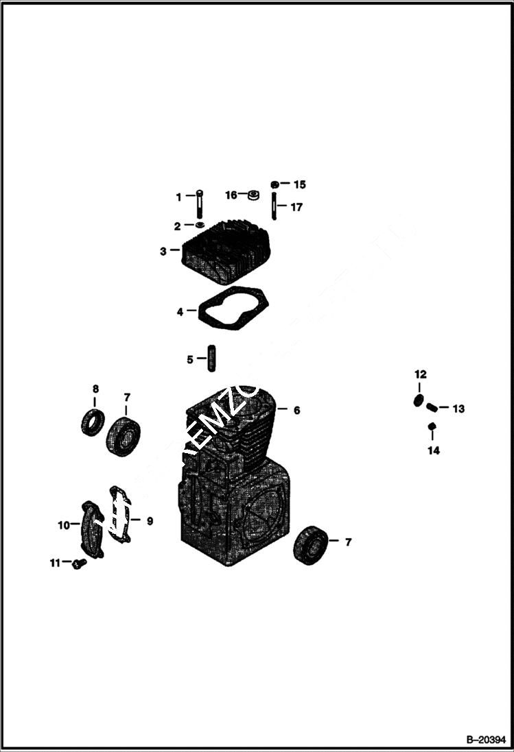 Схема запчастей Bobcat 300s - CYLINDER BLOCK GROUP POWER UNIT