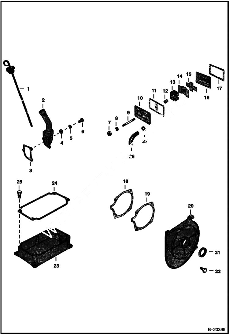 Схема запчастей Bobcat 300s - GEAR COVER & OIL BASE GROUP POWER UNIT