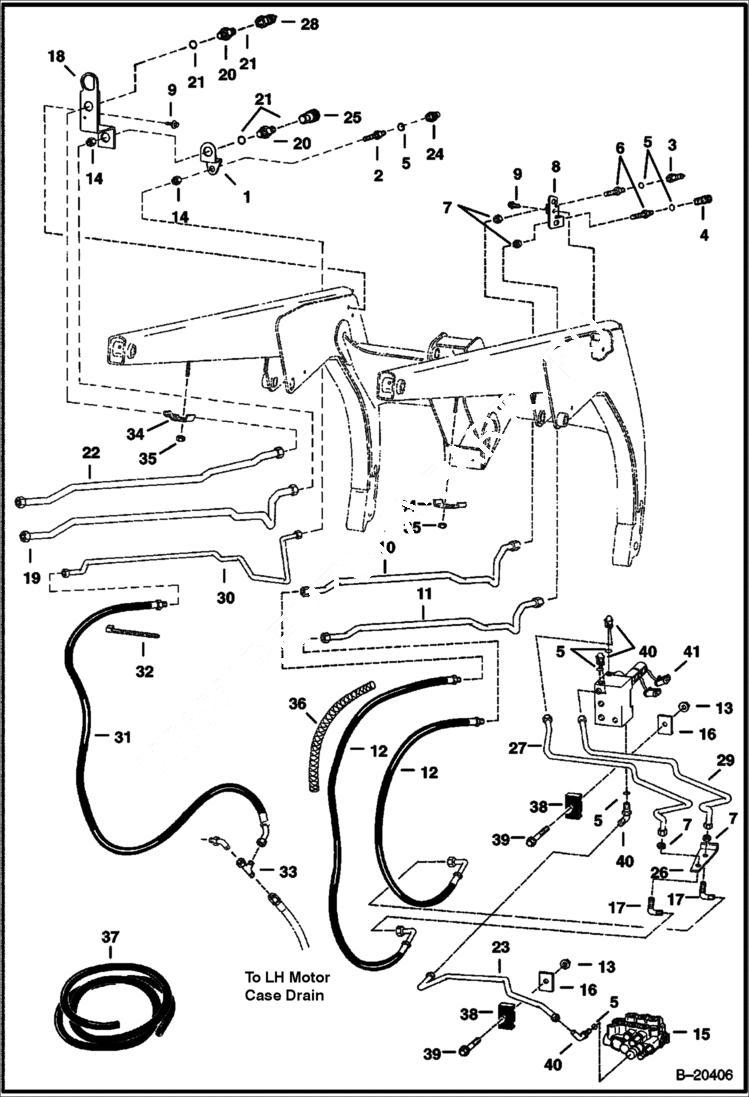 Схема запчастей Bobcat 800s - HIGH HORSEPOWER HYDRAULICS (Auxiliary Hydraulics) (W/FF Couplers) HIGH FLOW HYDRAULICS