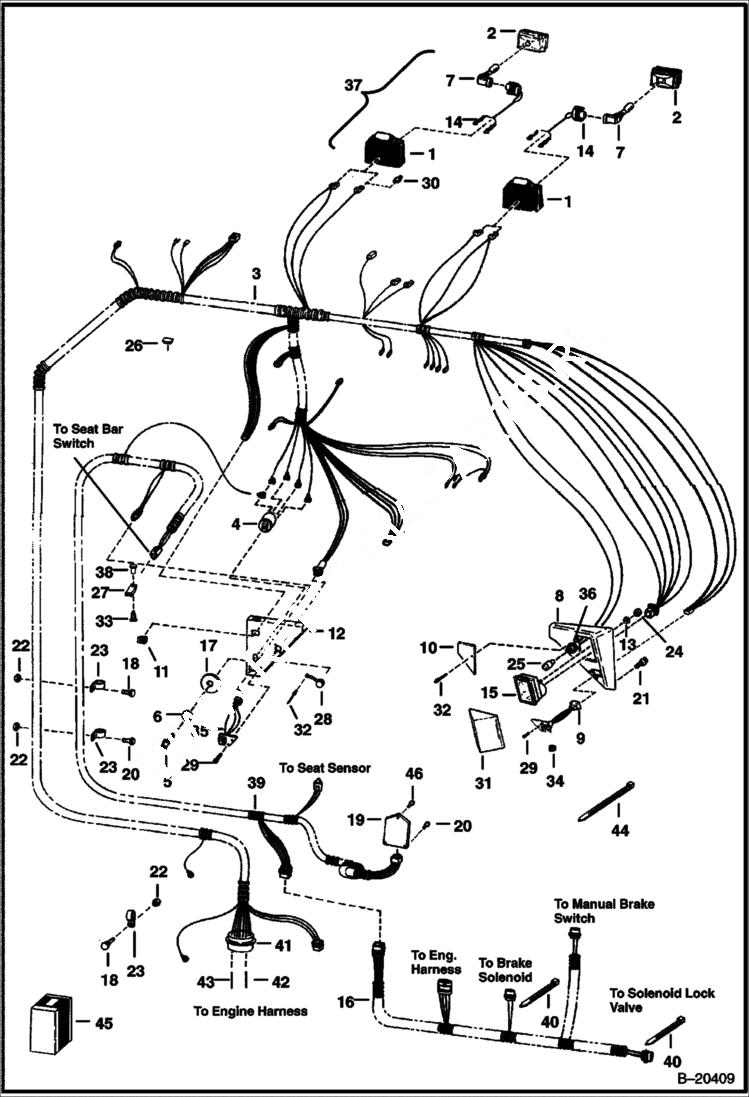 Схема запчастей Bobcat 800s - CAB ELECTRICAL CIRCUITRY (W/B.O.S.S. Option) ELECTRICAL SYSTEM
