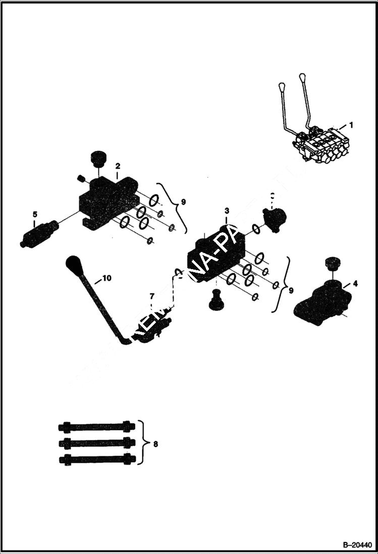 Схема запчастей Bobcat BACKHOE - BACKHOE (Control Valve) (406 631000101 - 10000) (506 631100101 - 10000) 406/506 BACKHOE