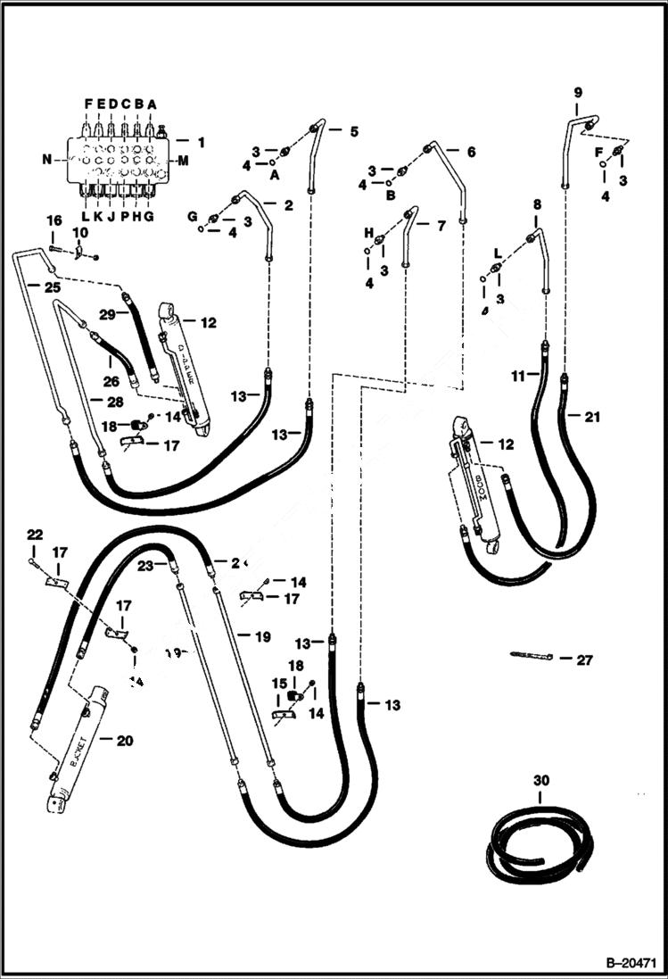 Схема запчастей Bobcat BACKHOE - BACKHOE (Boom Hydraulic Circuitry) (709 2700) (709FDS 5841) 709 BACKHOE