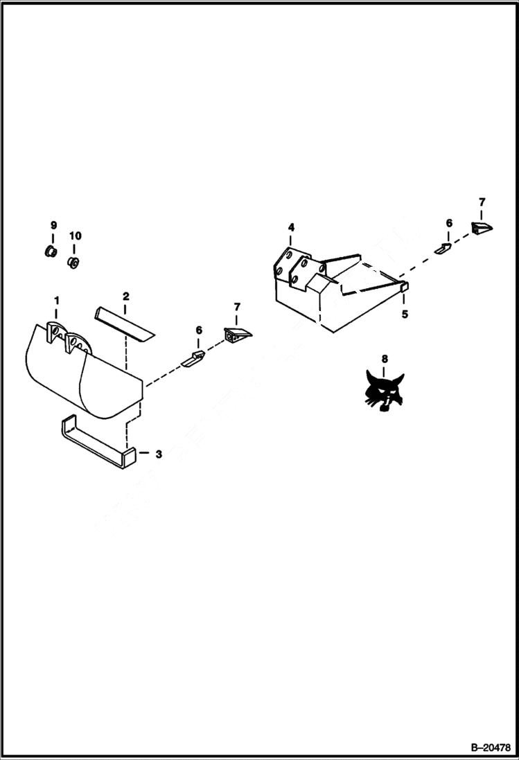 Схема запчастей Bobcat BACKHOE - BACKHOE (Buckets) (W/4 (101,6 mm) Cutting Edge) (907) 907 BACKHOE