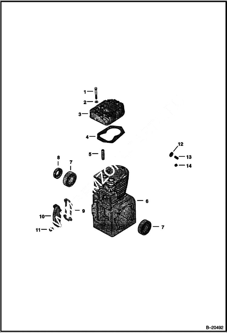 Схема запчастей Bobcat 300s - CYLINDER BLOCK POWER UNIT