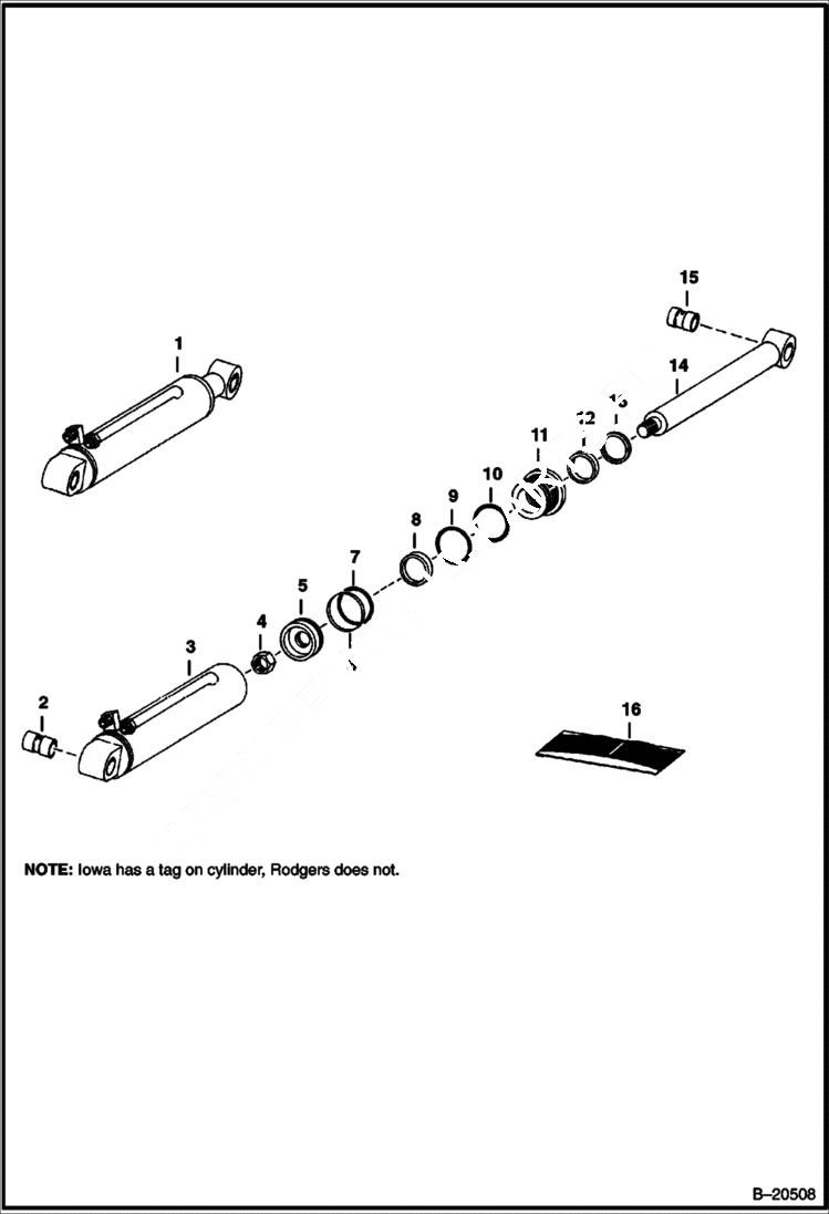 Схема запчастей Bobcat BACKHOE - BACKHOE (Bucket Cylinder) (Iowa Ind.) (910) (825 Only) 910 BACKHOE