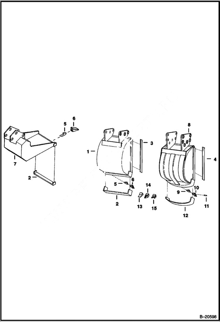 Схема запчастей Bobcat BACKHOE - BACKHOE (Buckets) (911B) 911B/914B BACKHOE