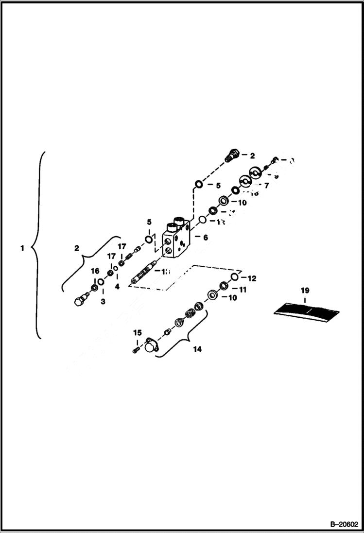 Схема запчастей Bobcat BACKHOE - BACKHOE (Locking Pin Section ) (Rear Auxiliary Valve) 911B/914B BACKHOE