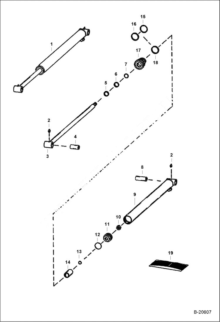 Схема запчастей Bobcat BACKHOE - BACKHOE (Hydraulic Cylinder) (Rear Stabilizer With Weld-on Tube) REAR STABILIZERS