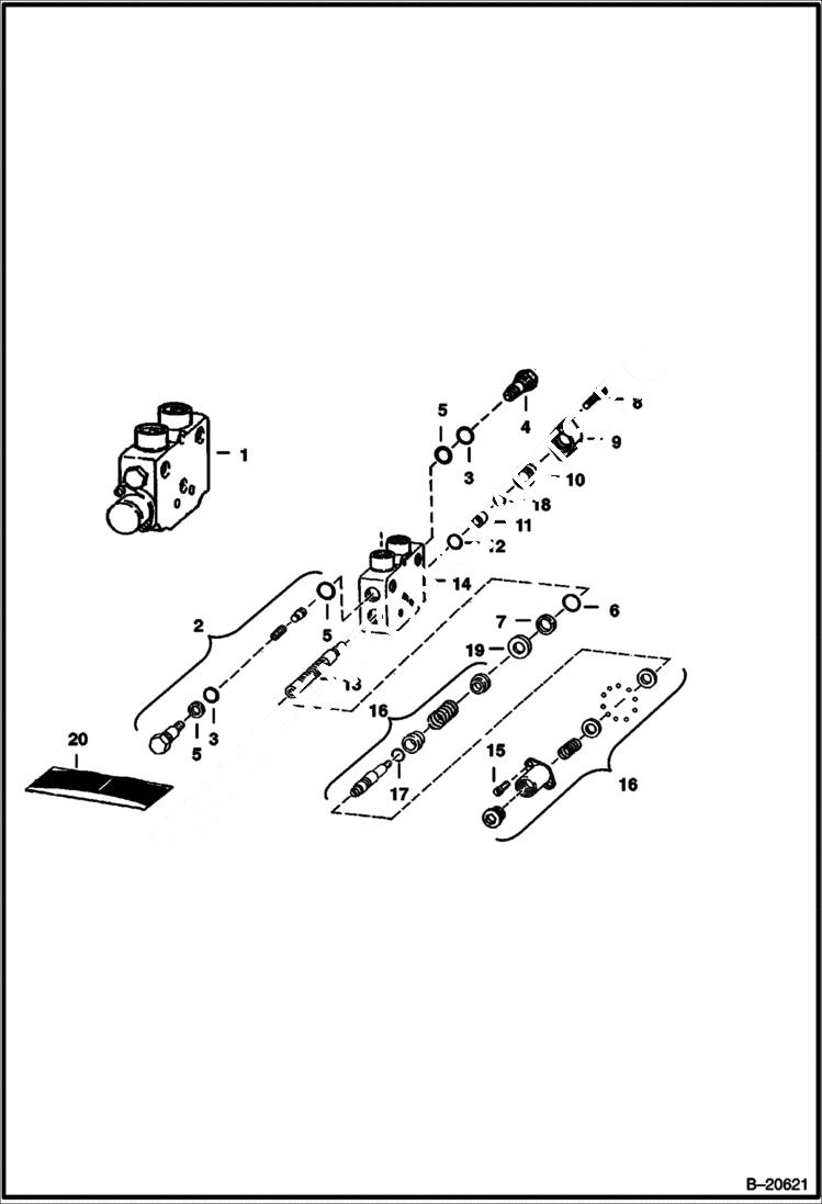 Схема запчастей Bobcat 600s - LIFT SECTION (Gresen V20) HYDRAULIC SYSTEM
