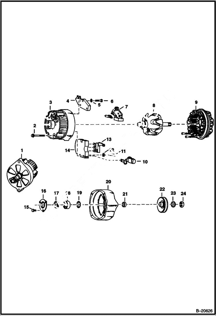 Схема запчастей Bobcat 600s - ALTERNATOR (Closed - Delco 1100499) ELECTRICAL SYSTEM