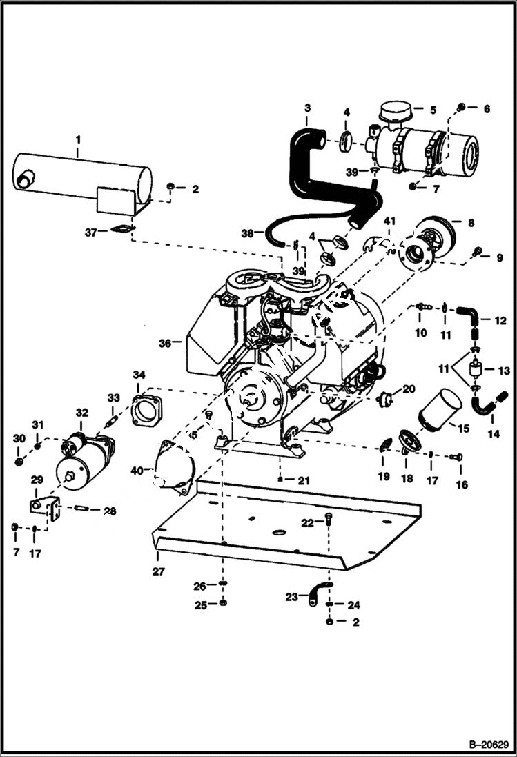Схема запчастей Bobcat 600s - ENGINE & ATTACHING PARTS POWER UNIT